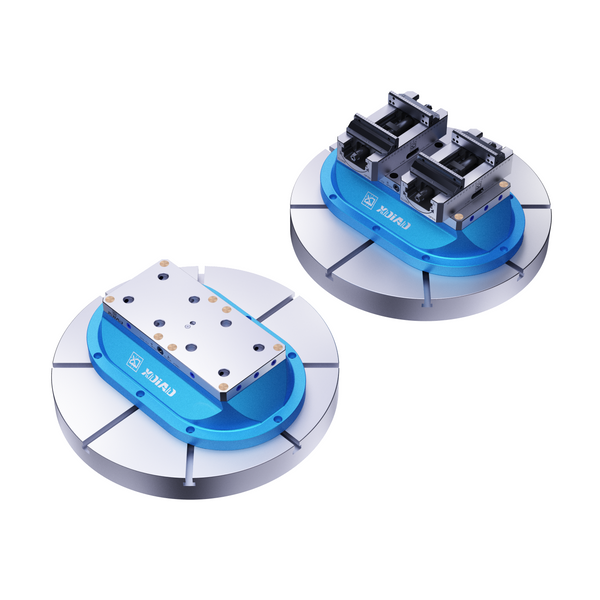 In 5-axis machining, self-centering vises can improve productivity