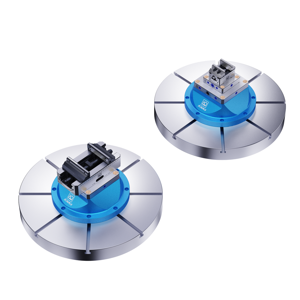 In 5-axis machining, self-centering vises can improve productivity