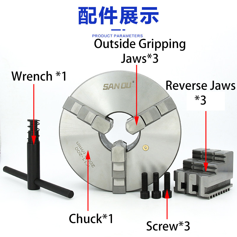 3 Point Chuck D160 Three Jaw Self-Centering Chuck with 52mm Pull Stud | CNC Machinin ...